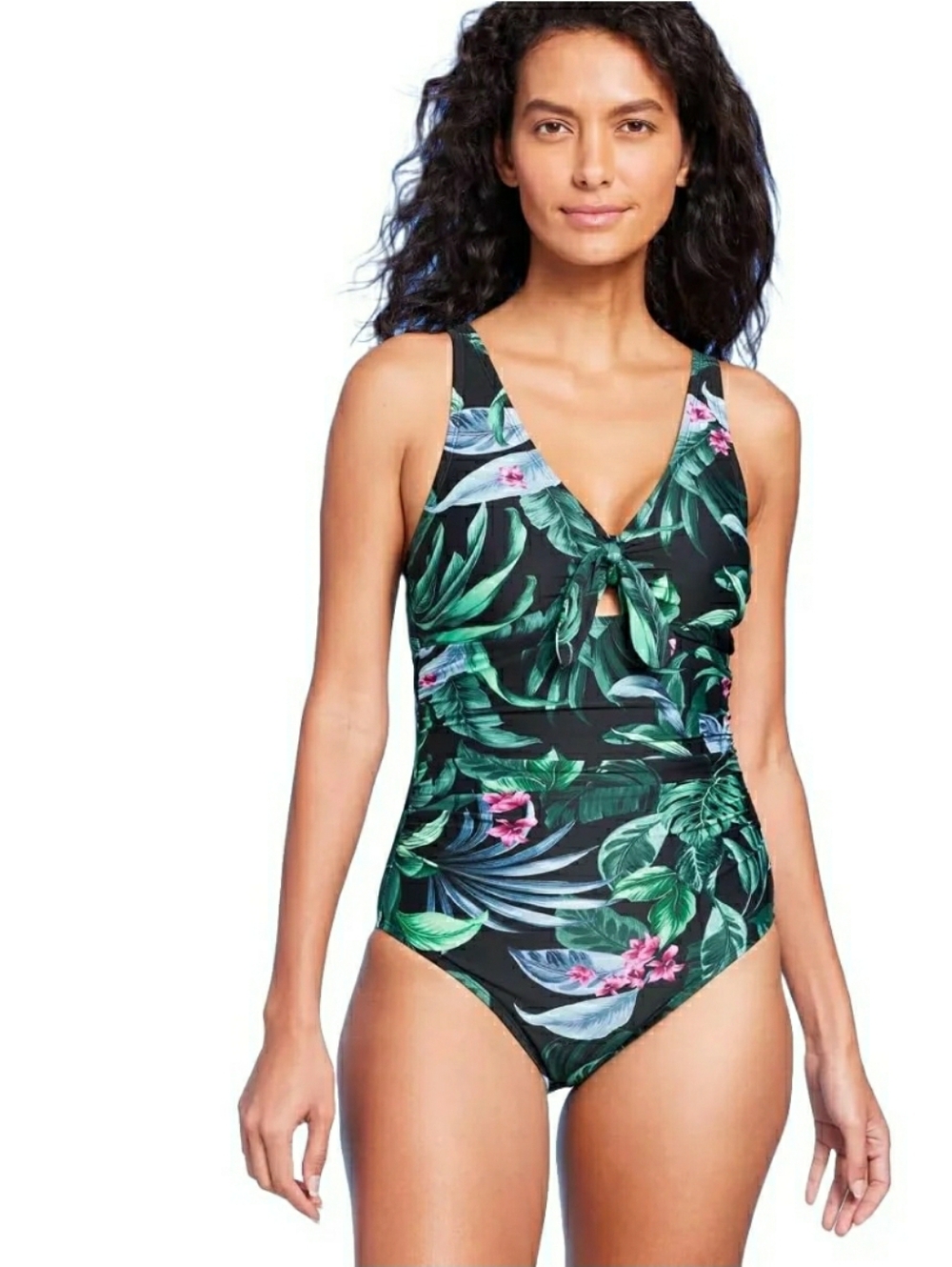 Kona Sol Women's Full Coverage Tummy Control Tie-Front One Piece Swimsuit